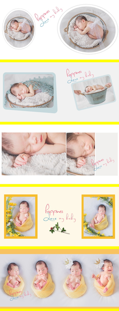 新生婴儿百天宝宝儿童影楼拍照后期相册模版照片排版套版PSD素材